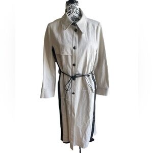 dorothee schumacher beige trench coat black leather belt detailing size xs/small